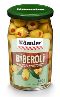 400 GR KAANLAR DOMAT BİBERLİ YEŞİL ZEYTİN BİBEROLİ (141-180)