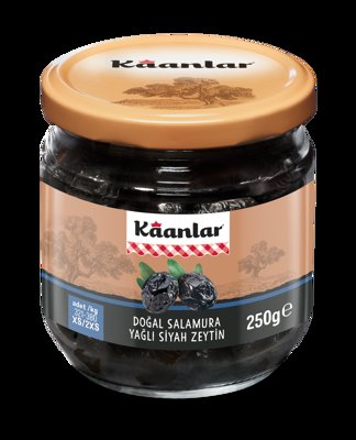250 GR KAANLAR DOĞAL SOFRALIK SİYAH ZEYTİN YAĞLI (321-380)