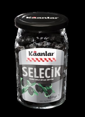 450 GR KAANLAR KURU SELE SİYAH ZEYTİN SELECİK (351-410)