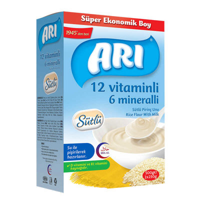 ARI 12 VİTAMİNLİ 6 MİNERALLİ SÜTLÜ PİRİNÇ UNU 500 GR